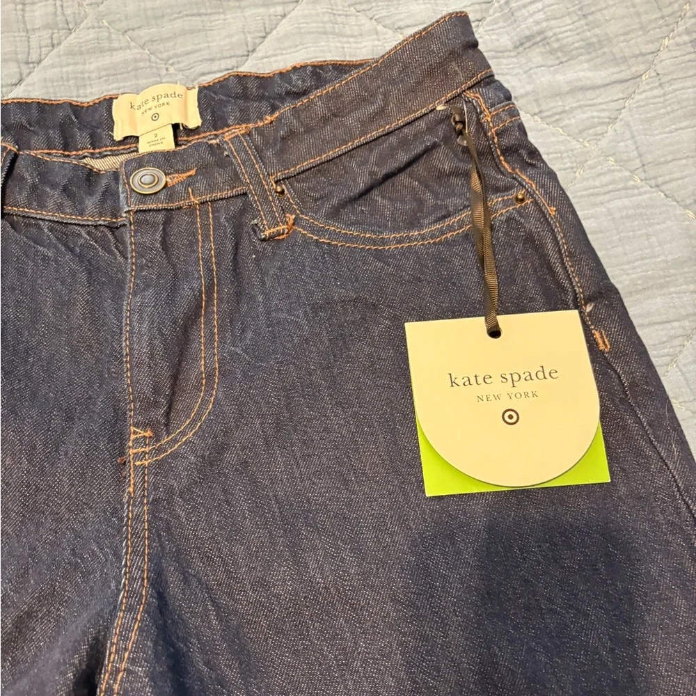 Kate Spade x Target Jeans Dark Wash Wide Leg | Cuffed Straight Leg | NWT Size 2 - Picture 2 of 11